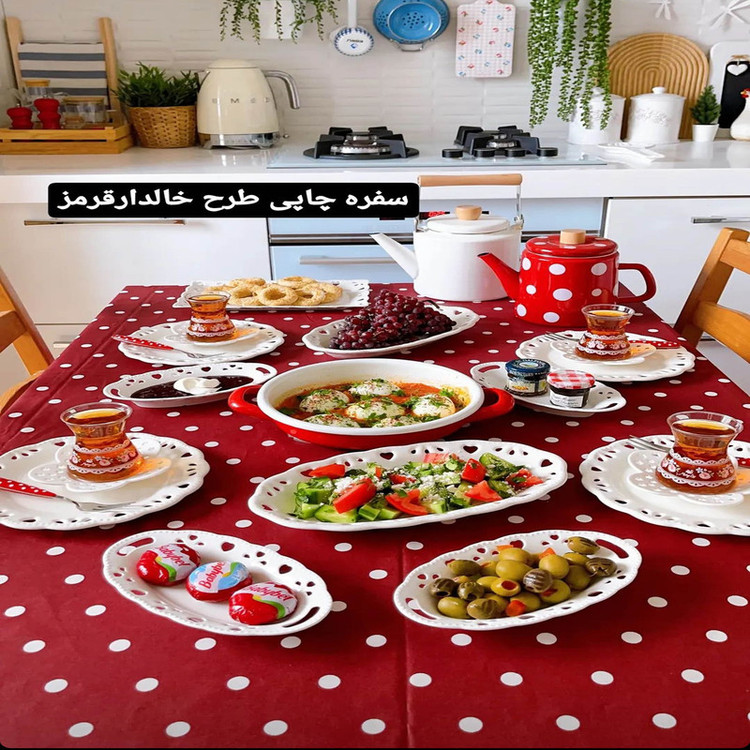 رومیزی رزین تاژ طرح خالدار مدل مربع کد 140