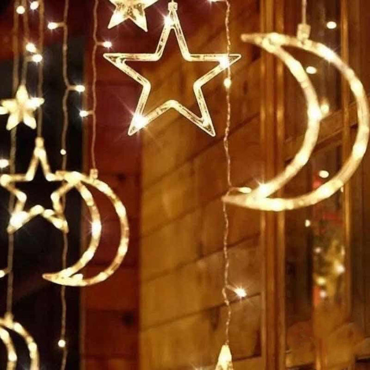ریسه ال ای دی مدل آویز طرح ماه و ستاره طول 3 متر