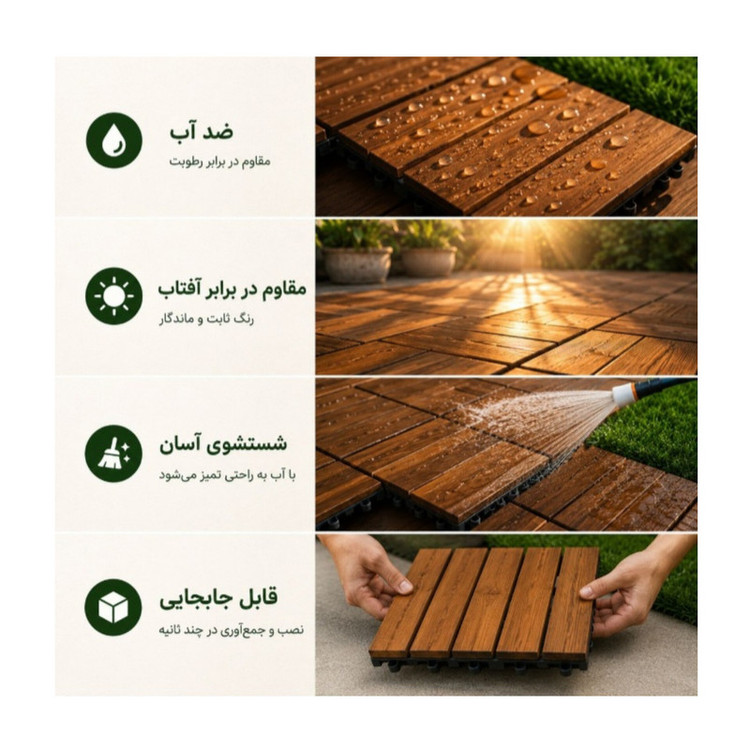 کفپوش مدل تایل ترموود شش ردیفه بسته 11 عددی