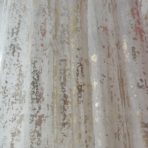 پرده تیکو دکو مدل دوخت ساده حریر ژورژت طلا کوب سایز 280*600 سانتیمتر