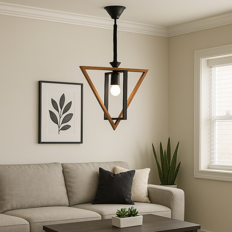 چراغ آویز شاهان تک مدل WOOD1