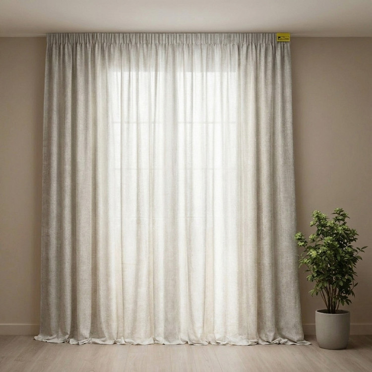 پرده تیکو دکو مدل دوخت ساده حریر کتان ژاکارت طرح محو مدل بدون نیاز به آستر سایز 280 × 300 سانتیمتر