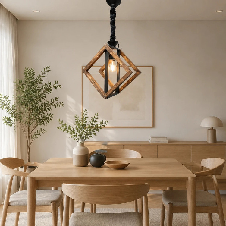 لوستر 1 شعله شاهان تک مدل wood.17