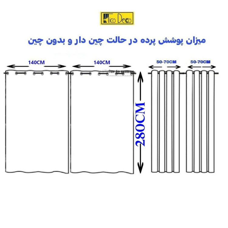 پرده پانچ تیکو دکو مدل حریرکتان ژاکارت طرح محو مدل بدون نیاز به آستر سایز 280 × 140 سانتیمتر مجموعه 2 عددی