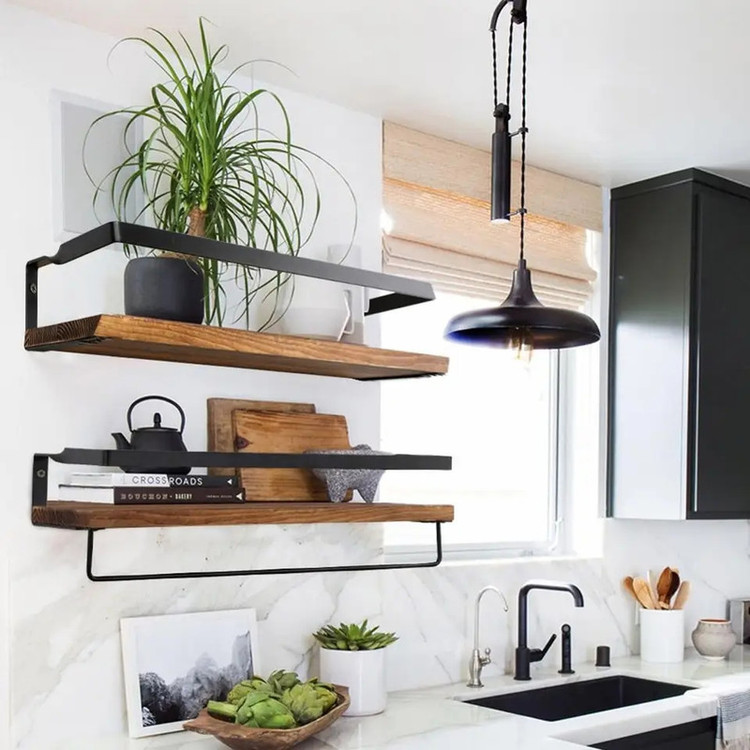 شلف دیواری مدل wooden-w بسته 2 عددی