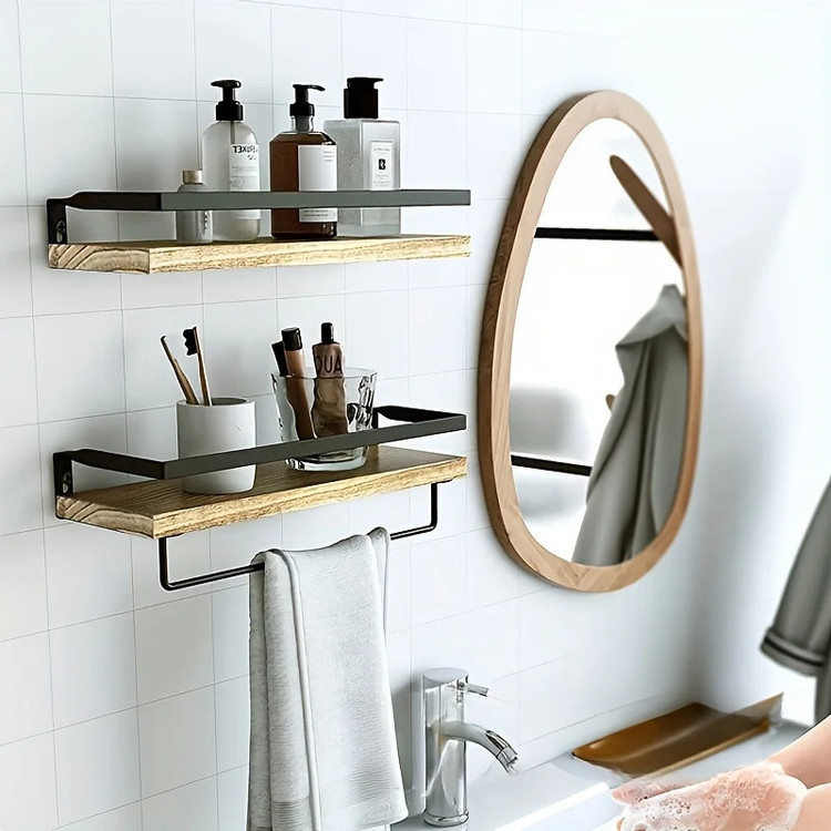 شلف دیواری مدل wooden-w بسته 2 عددی