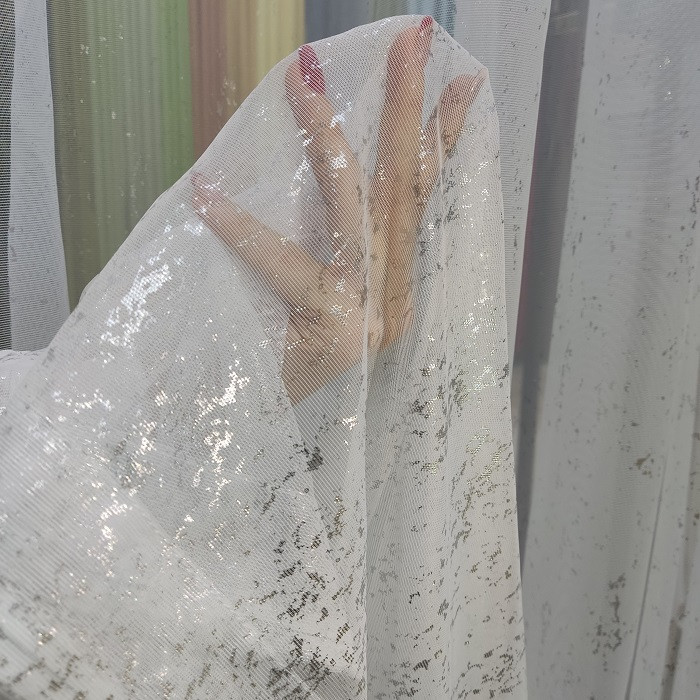 پرده تیکو دکو مدل دوخت ساده حریر ژورژت طلاکوب سایز 280x400 سانتیمتر