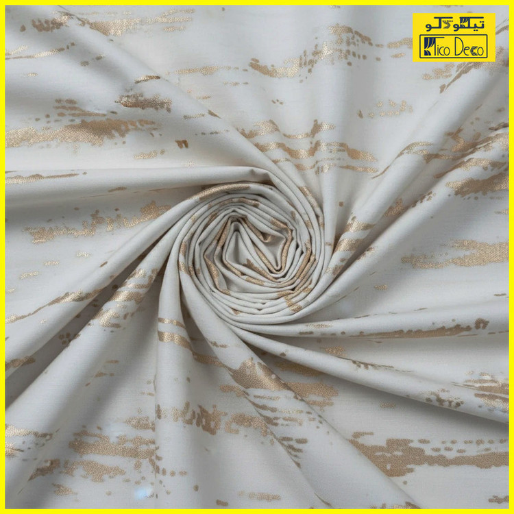 پرده تیکو دکو مدل دوخت ساده مخمل هازان طلاکوب سوپر گلد سایز 280 × 300 سانتیمتر