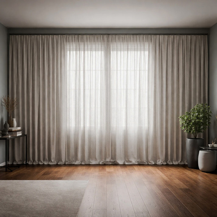 پرده تیکو دکو مدل دوخت ساده حریرکتان ژاکارت طرح محو سایز 280 × 800 سانتیمتر