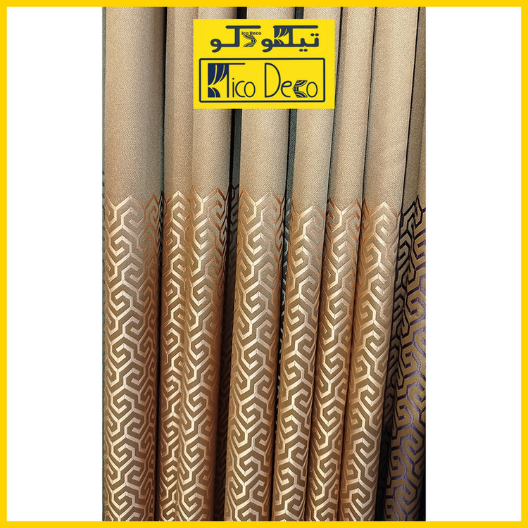 پرده تیکو دکو مدل دوخت ساده ابریشم ساتن حاشیه دار کد greek key سایز 300*280 سانتیمتر