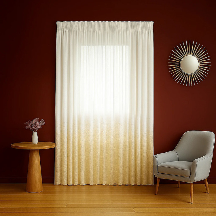 پرده تیکو دکو مدل دوخت ساده حریر ژورژت طلا کوب سایز 280*300 سانتیمتر