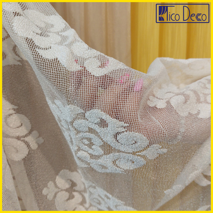 پرده تیکو دکو مدل دوخت ساده تور راشل کادکا ورسای دالبوردار سایز 280 × 300 سانتیمتر