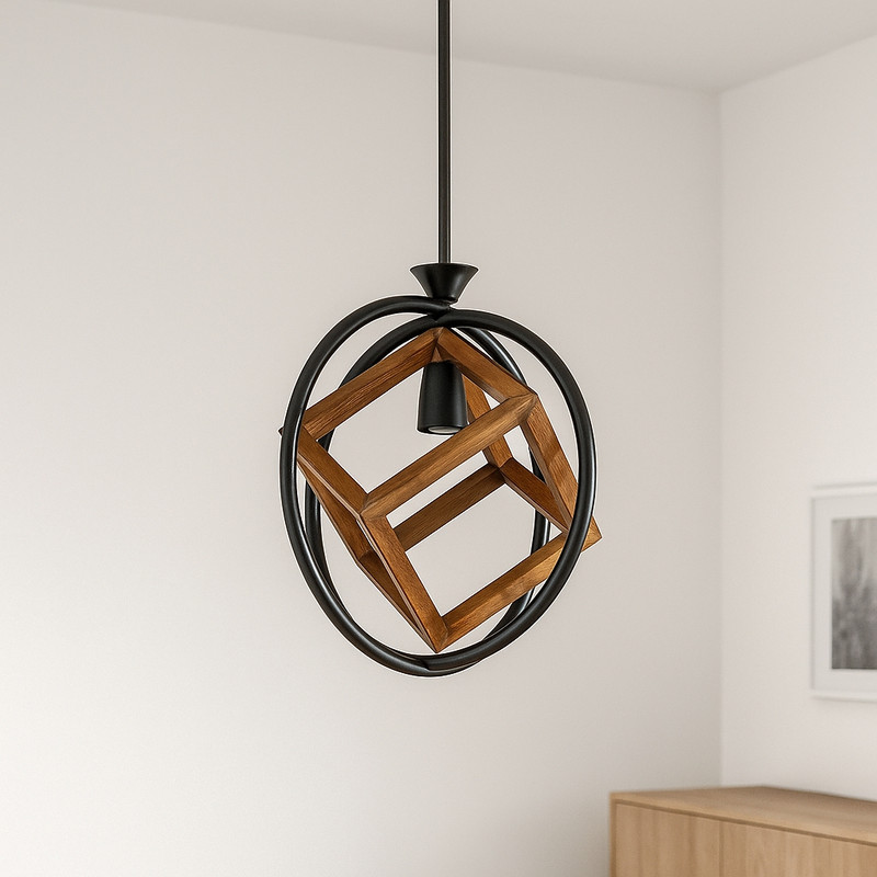 لوستر 1 شعله شاهان تک مدل wood 13