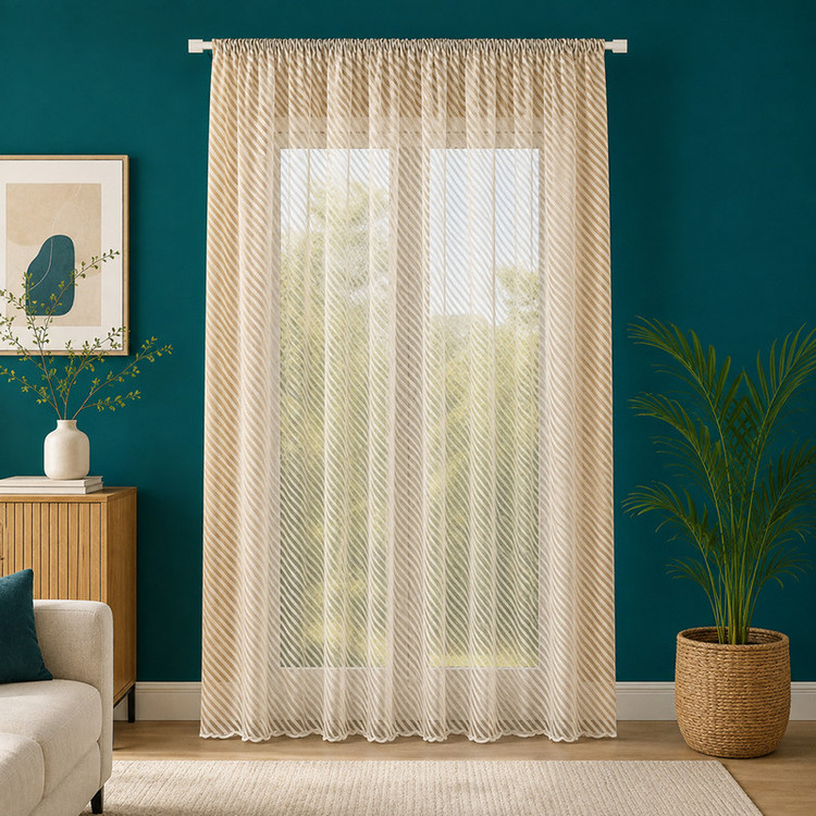 پرده تیکو دکو مدل دوخت ساده تور راشل کادکا طرح ریوا دالبوردار سایز 280 × 300 سانتیمتر