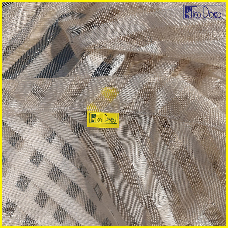 پرده تیکو دکو مدل دوخت ساده تور راشل کادکا طرح ریوا دالبوردار سایز 280 × 300 سانتیمتر