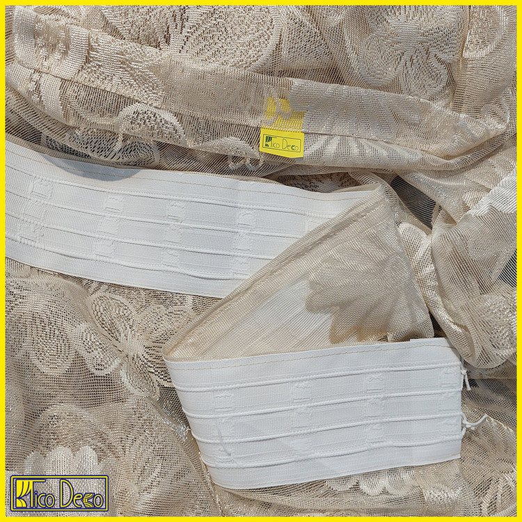 پرده تیکو دکو مدل دوخت ساده تور راشل کادکا طرح گلبرگ دالبوردار سایز 280 × 300 سانتیمتر