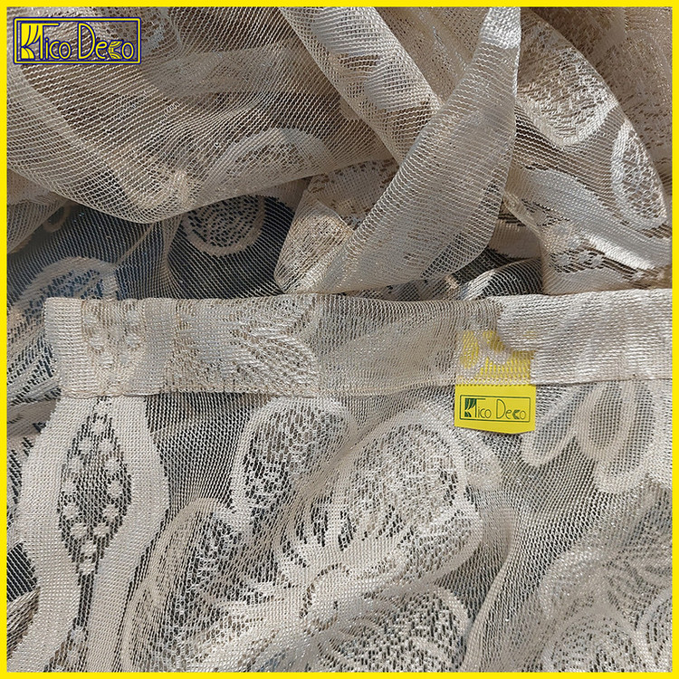 پرده تیکو دکو مدل دوخت ساده تور راشل کادکا طرح گلبرگ دالبوردار سایز 280 × 300 سانتیمتر