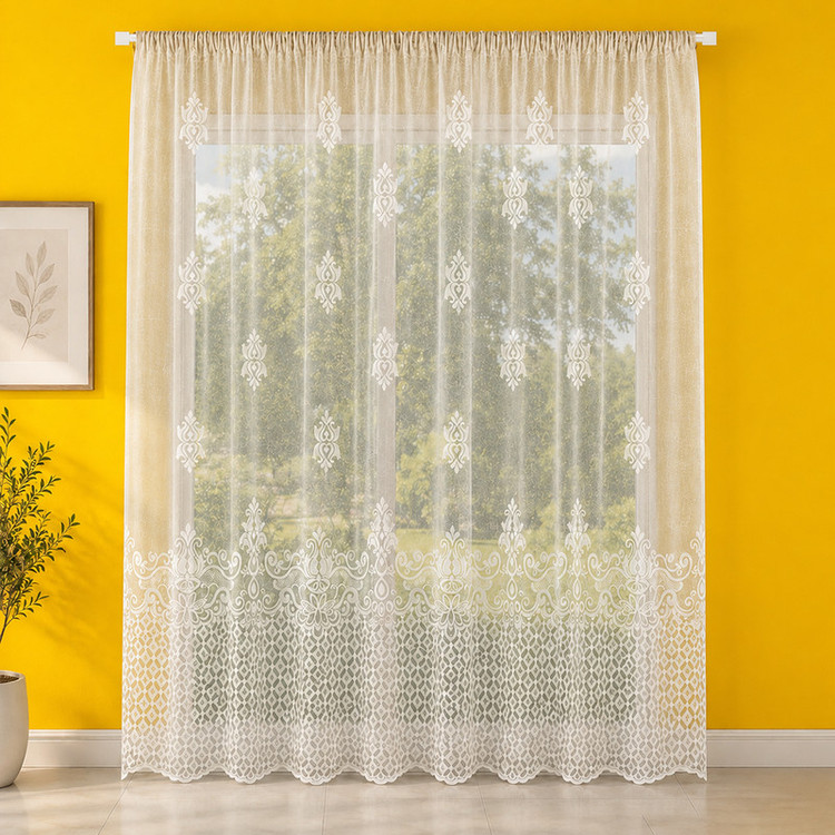 پرده تیکو دکو مدل دوخت ساده تور راشل کادکا طرح ونوس دالبوردار سایز 280 × 300 سانتیمتر