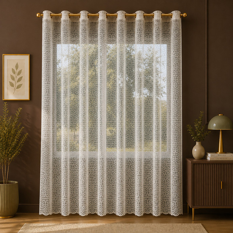 پرده پانچ تیکو دکو مدل تور راشل کادکا طرح سنگی دالبوردار سایز 280 × 300 سانتیمتر
