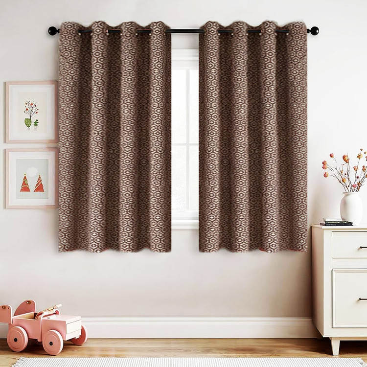 پرده پانچ تیکو دکو مدل ساتن ژاکارت طرحدار ابریشم بافت دار سایز 180x140 سانتیمتر