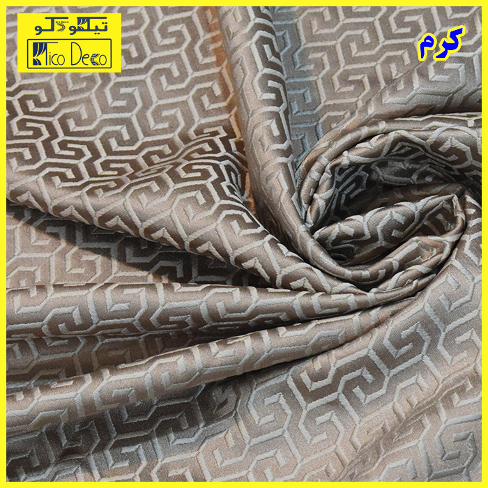 پرده پانچ تیکو دکو مدل ساتن ژاکارت طرحدار ابریشم بافت دار سایز 180x140 سانتیمتر