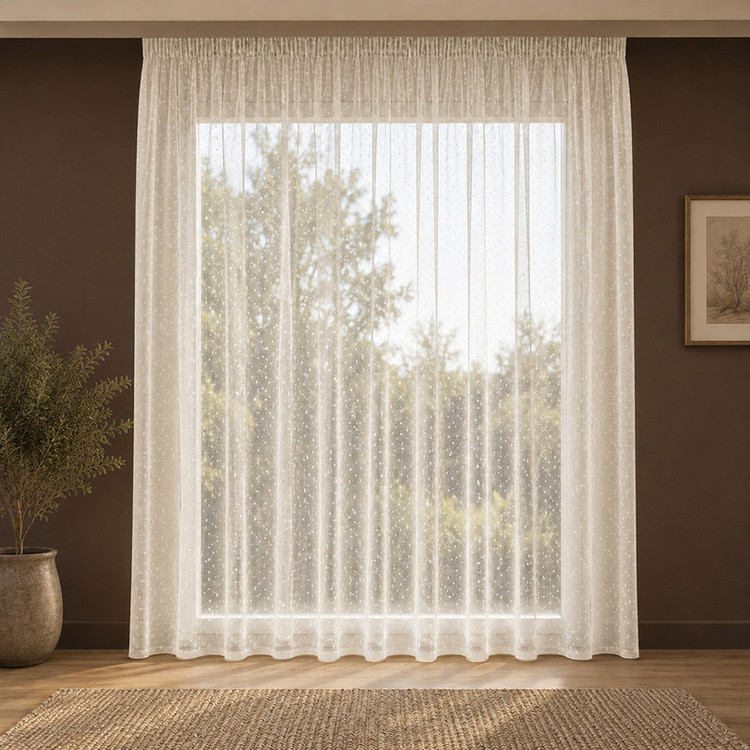پرده تیکو دکو مدل دوخت ساده تور راشل کادکا شبنم دالبوردار سایز 280 × 300 سانتیمتر