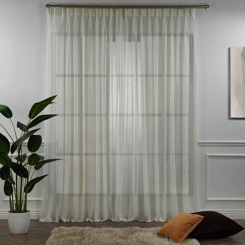 پرده تیکو دکو مدل کتان تور دوخت ساده سایز 280x300 سانتی‌متر