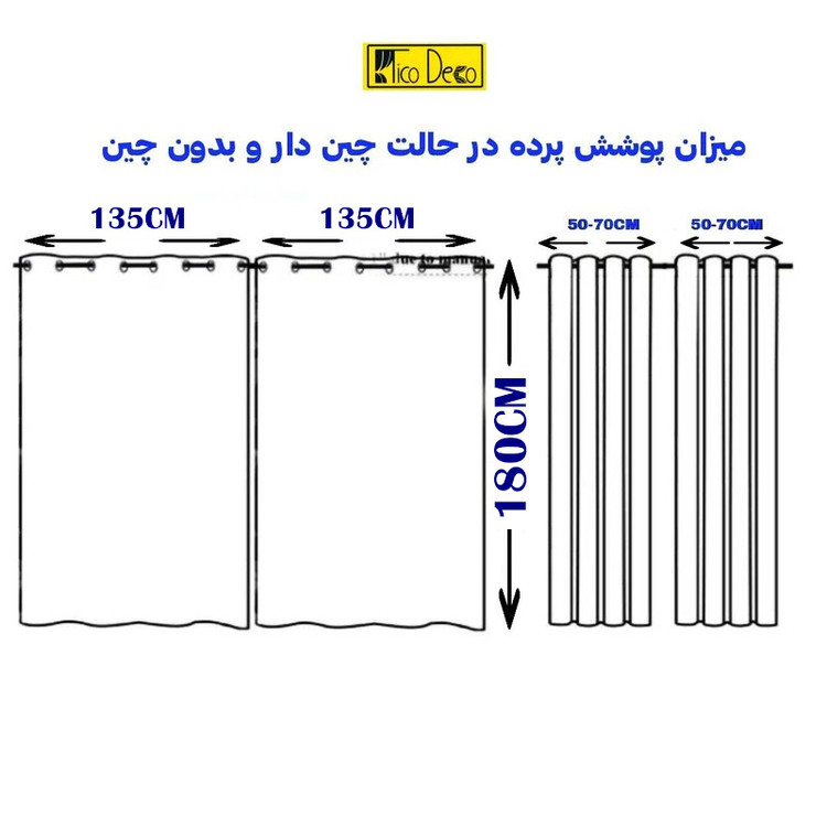 پرده پانچ تیکو دکو مدل بلک اوت ضد نور 75 درصد سه لایه کد insulator سایز 180x135 سانتیمتر