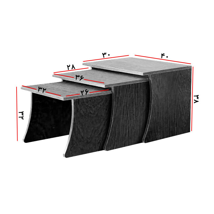 میز عسلی مدل DLF66L مجموعه 3 عددی