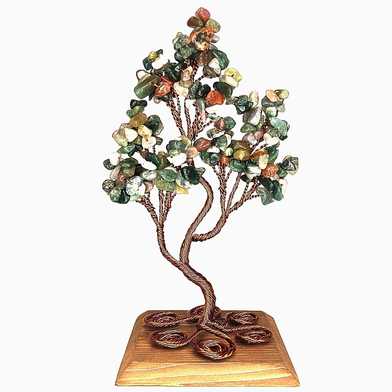دکوری مدل درختچه سنگی عقیق سبز خزه ای کد 160