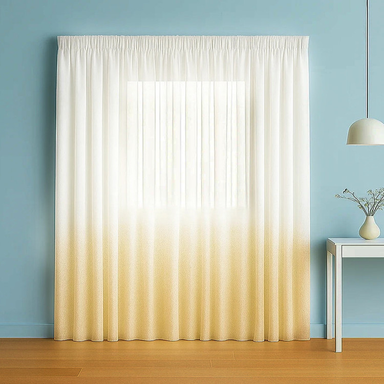 پرده تیکو دکو مدل دوخت ساده حریر ژورژت طلاکوب سایز 280x500 سانتیمتر