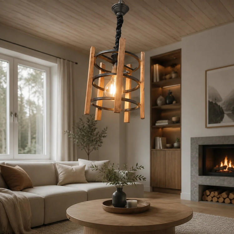 لوستر 1 شعله شاهان تک مدل WOOD.15