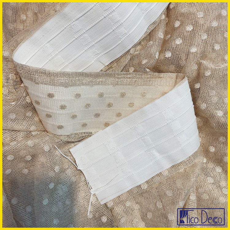 پرده تیکو دکو مدل دوخت ساده تور راشل کادکا طرح اشرفی دالبوردار سایز 280 × 300 سانتیمتر