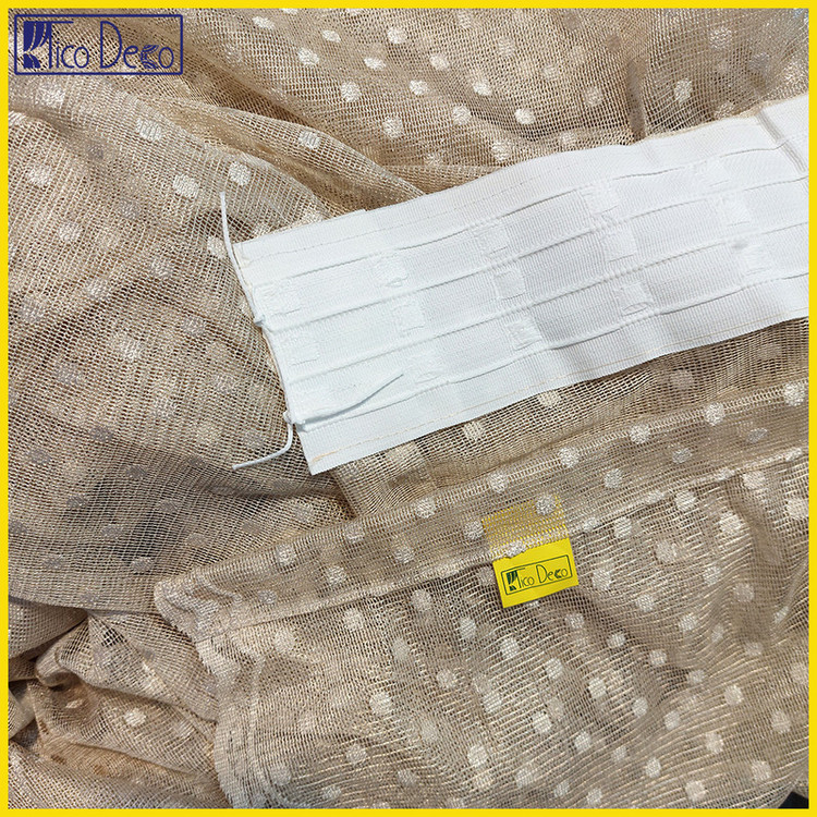 پرده تیکو دکو مدل دوخت ساده تور راشل کادکا طرح اشرفی دالبوردار سایز 280 × 300 سانتیمتر