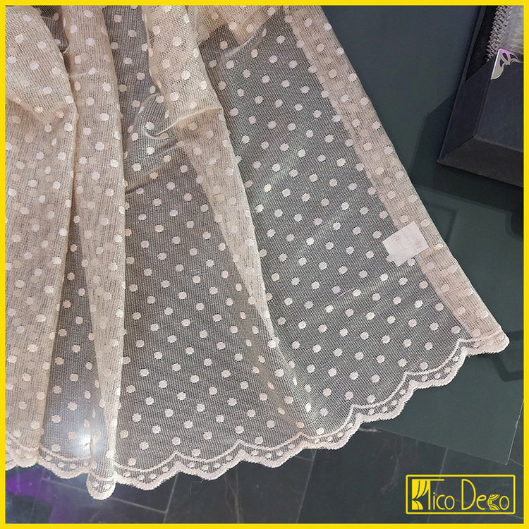 پرده تیکو دکو مدل دوخت ساده تور راشل کادکا طرح اشرفی دالبوردار سایز 280 × 300 سانتیمتر