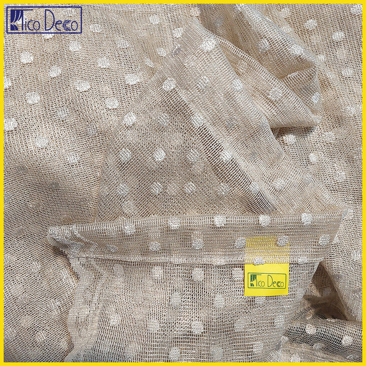 پرده تیکو دکو مدل دوخت ساده تور راشل کادکا طرح اشرفی دالبوردار سایز 280 × 300 سانتیمتر