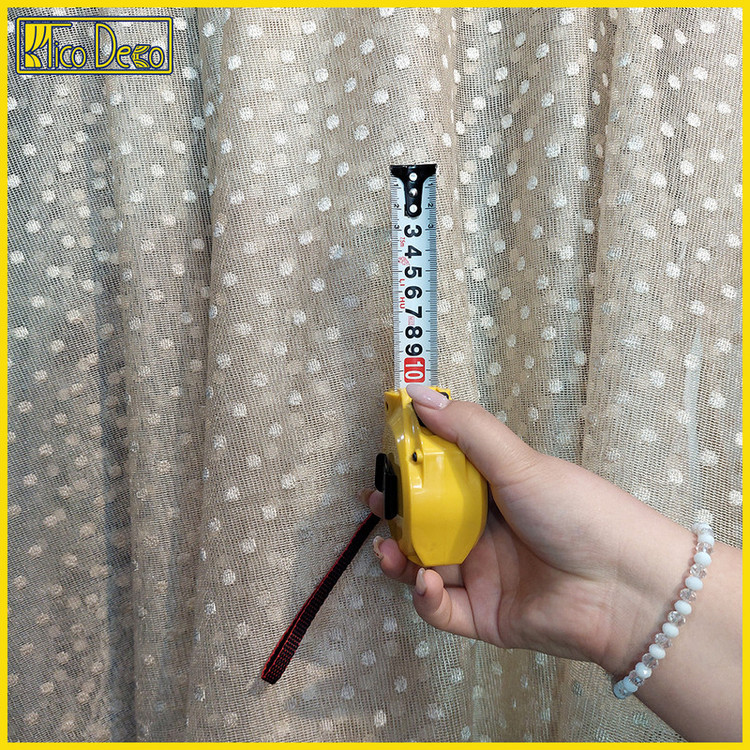 پرده تیکو دکو مدل دوخت ساده تور راشل کادکا طرح اشرفی دالبوردار سایز 280 × 300 سانتیمتر