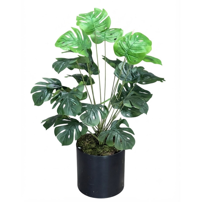 گلدان به همراه درختچه مصنوعی مدل انجیری 24 برگ و زینو کد 24، ایستاده، با ابعاد 22x22x90 سانتی‌متر