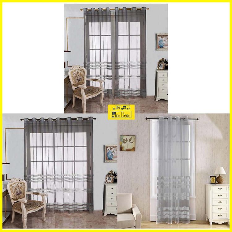 پرده تیکو دکو مدل حریر ژرسه سه لاین ژوردار سایز 300*280 سانتی متر