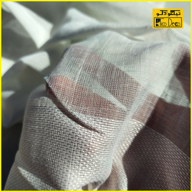 پرده پانچ تیکو دکو مدل کتان شفاف حاشیه دار سایز 280 × 140 سانتیمتر مجموعه 2 عددی