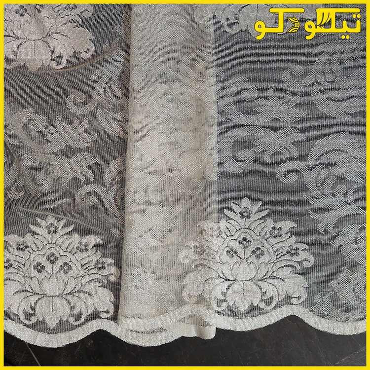 پرده پانچ تیکو دکو مدل تور راشل کادکا طرح داماسک دالبوردار سایز 140×280 مجموعه دو عددی