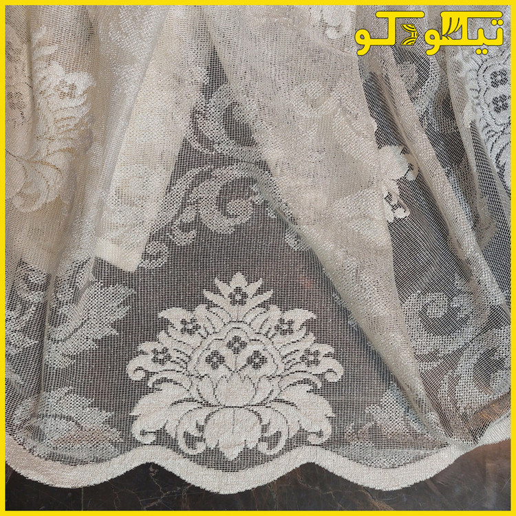 پرده پانچ تیکو دکو مدل تور راشل کادکا طرح داماسک دالبوردار سایز 140×280 مجموعه دو عددی