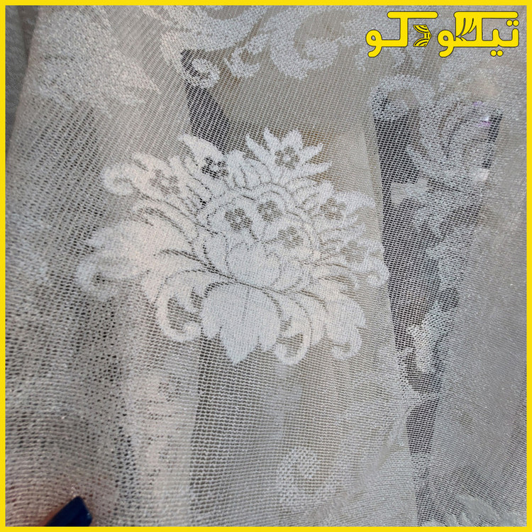 پرده پانچ تیکو دکو مدل تور راشل کادکا طرح داماسک دالبوردار سایز 140×280 مجموعه دو عددی