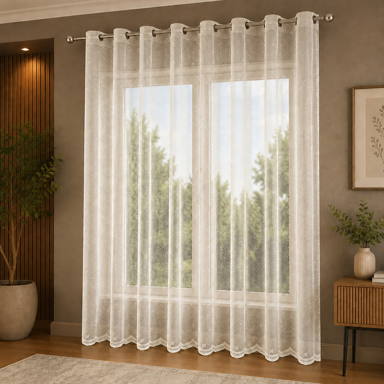 پرده پانچ تیکو دکو مدل تور راشل کادکا طرح شبنم دالبوردار سایز 280 × 300 سانتیمتر