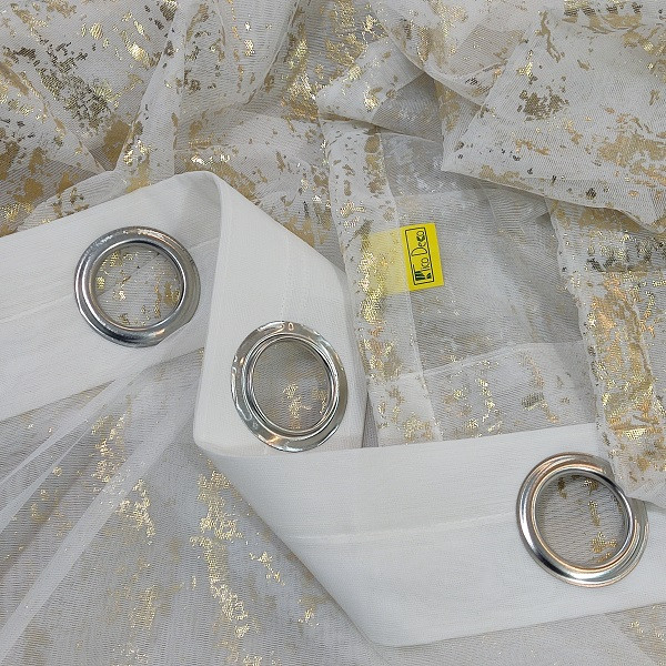 پرده تیکو دکو مدل حریر ژورژت طلاکوب شش چین سایز 225x280 سانتیمتر مجموعه دو عددی