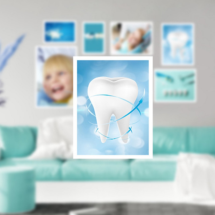 تابلو بکلیت طرح سلامت دندان و مطب دندانپزشکی مدل W-1323 مجموعه 7 عددی