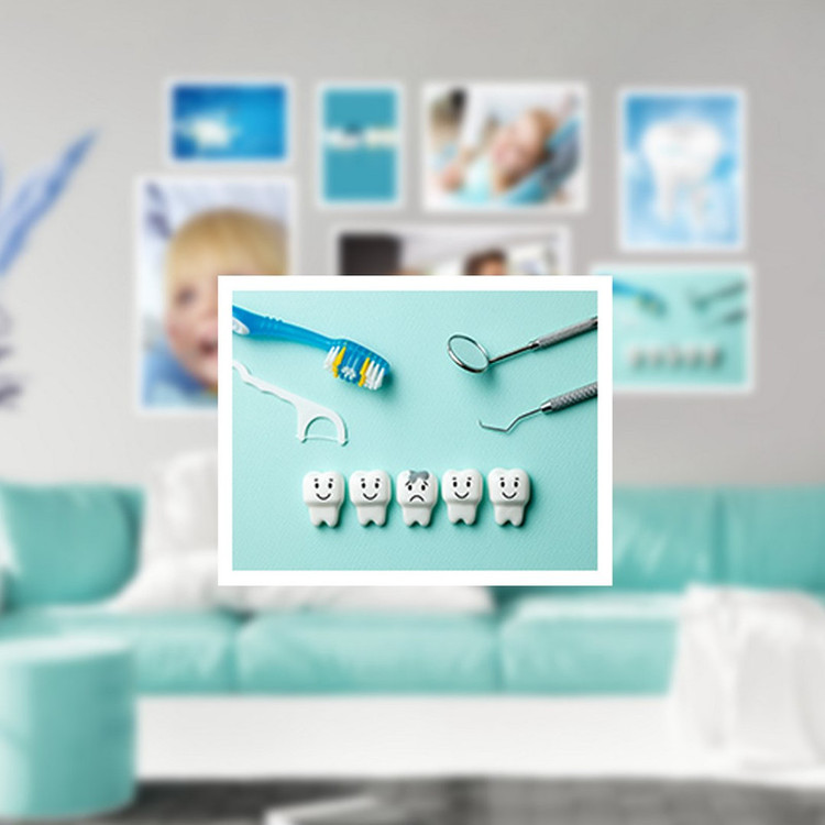 تابلو بکلیت طرح سلامت دندان و مطب دندانپزشکی مدل W-1323 مجموعه 7 عددی
