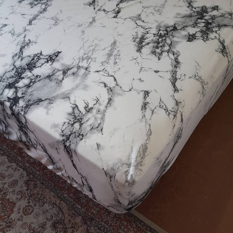 سرویس ملحفه مدل کشدار طرح ماربل کد ni06052 180 دو نفره سه تکه
