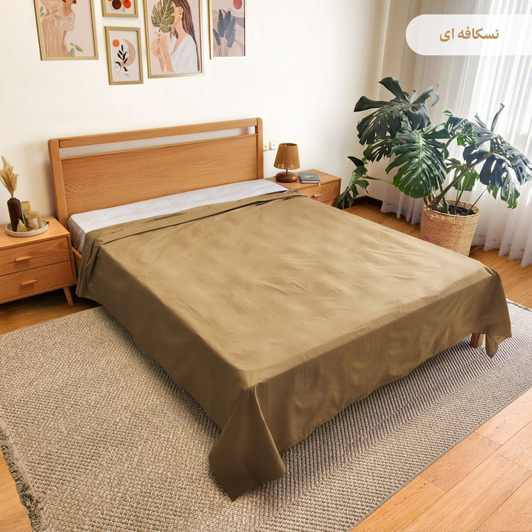 ملحفه روانداز پنبه پامیل مدل PlainID دو نفره سایز 230x250 سانتیمتر