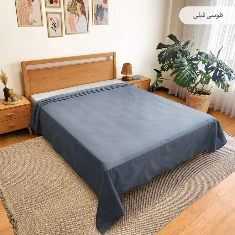 ملحفه روانداز پنبه پامیل مدل PlainID دو نفره سایز 230x250 سانتیمتر